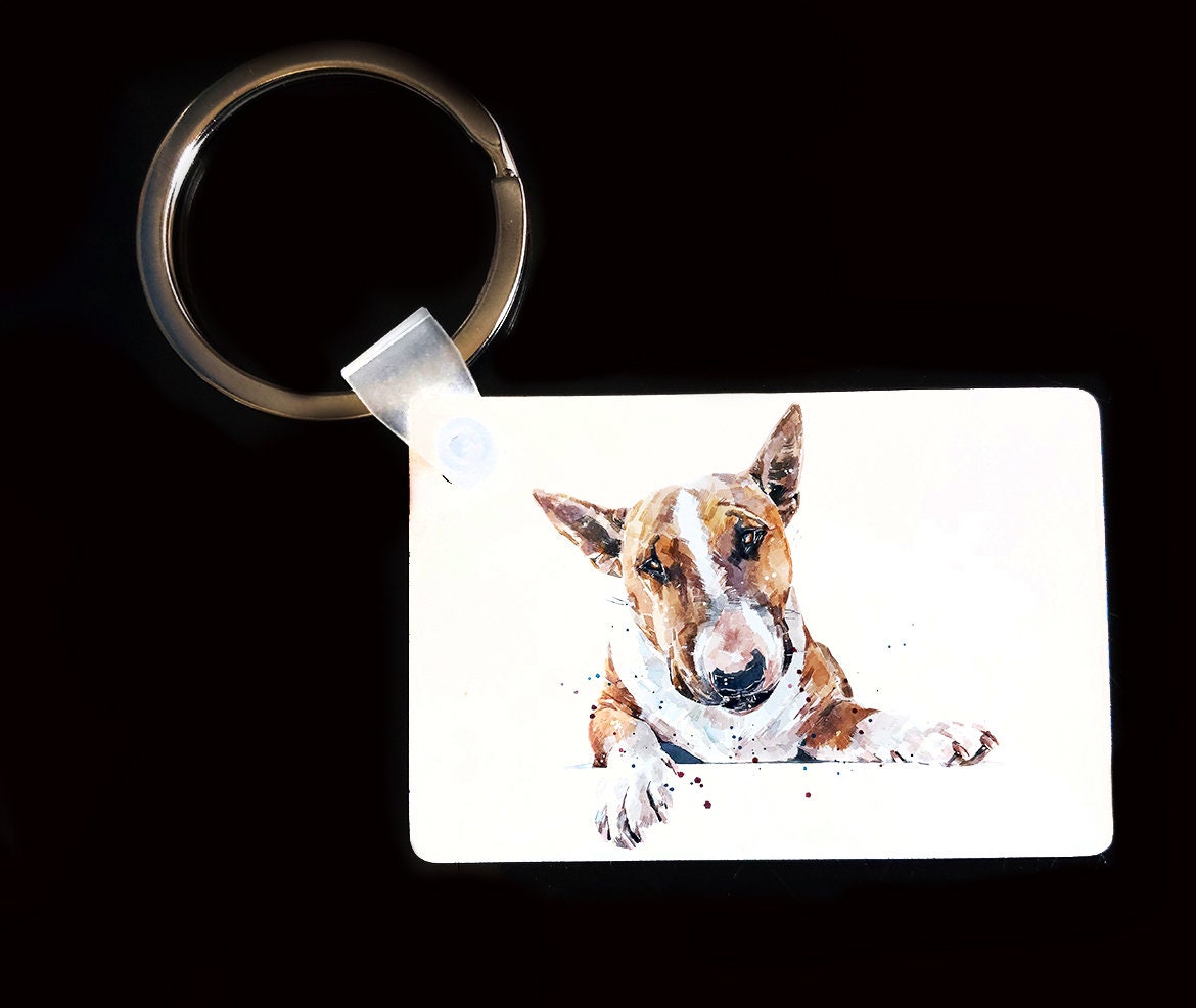 Bull Terrier Keyring | Dog Gift | Multiple Designs | EdsWatercolours