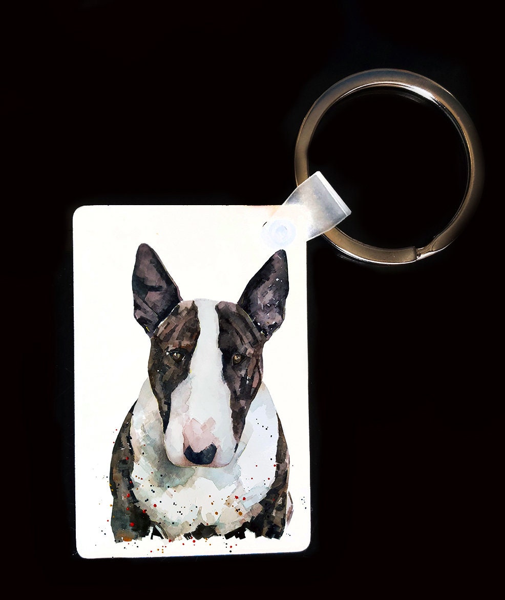 Bull Terrier Keyring | Dog Gift | Multiple Designs | EdsWatercolours