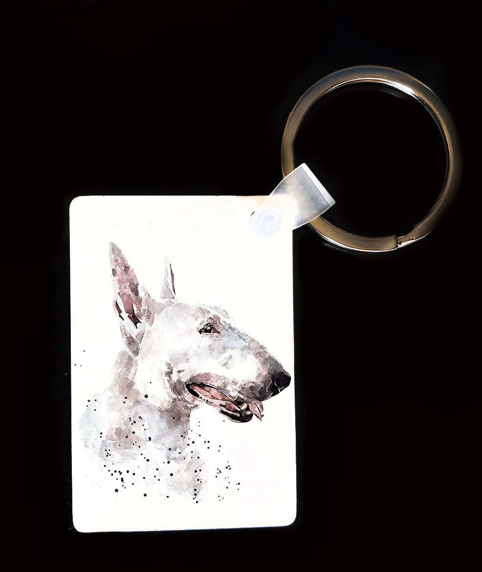 Bull Terrier Keyring | Dog Gift | Multiple Designs | EdsWatercolours