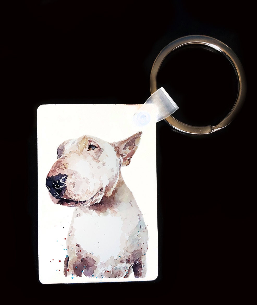 Bull Terrier Keyring | Dog Gift | Multiple Designs | EdsWatercolours