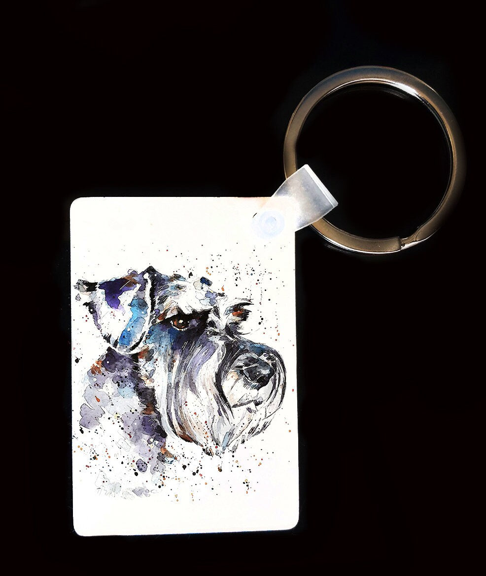 Schnauzer Keyring | Dog Gift | Multiple Designs | EdsWatercolours