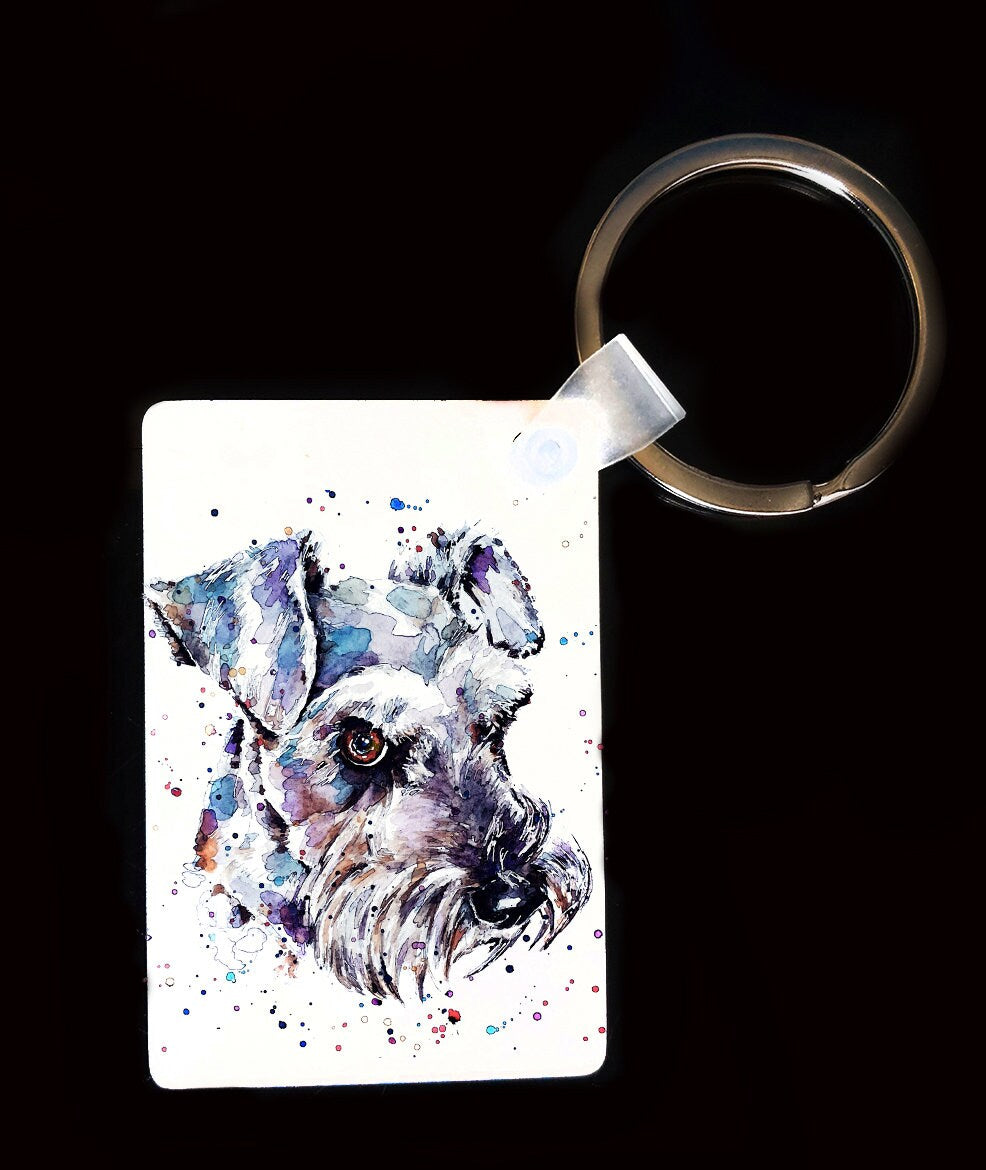 Schnauzer Keyring | Dog Gift | Multiple Designs | EdsWatercolours