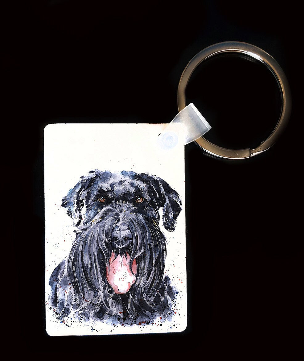 Giant Schnauzer Keyring | Dog Gift | Multiple Designs | EdsWatercolours