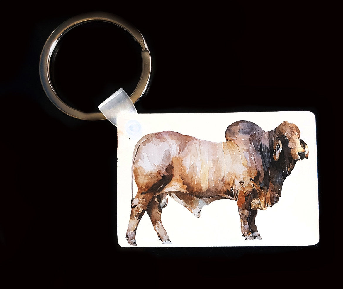 Brahman Cattle Keyring | Animal Gift | Multiple Designs | EdsWatercolours