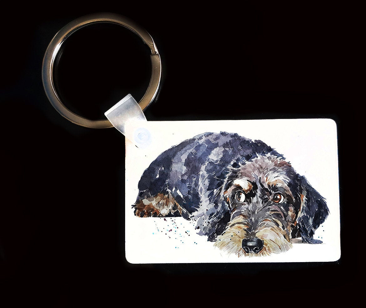 Wirehaired Dachshund Keyring | Dog Gift | Multiple Designs | EdsWatercolours