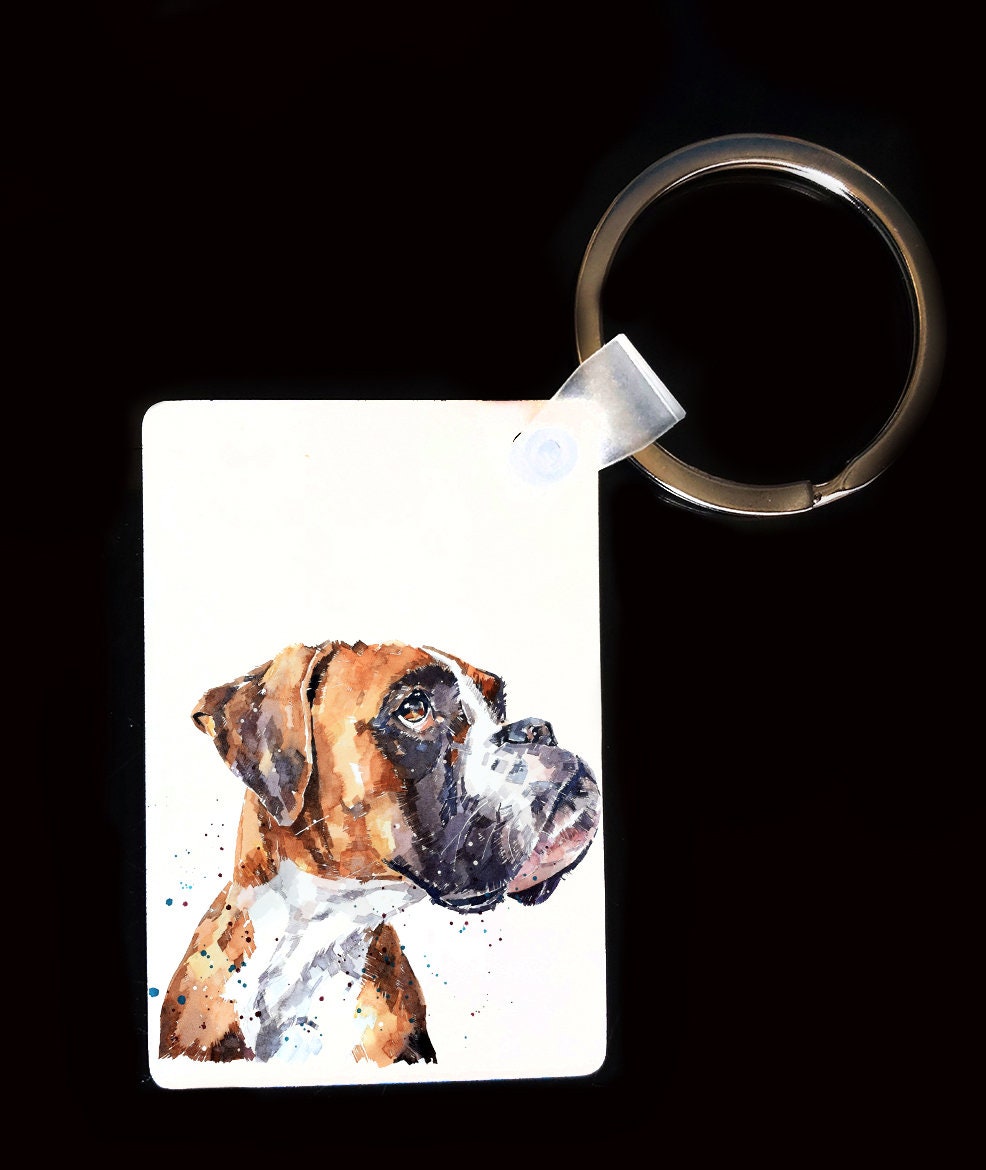 German Boxer Keyring | Dog Gift | Multiple Designs | EdsWatercolours