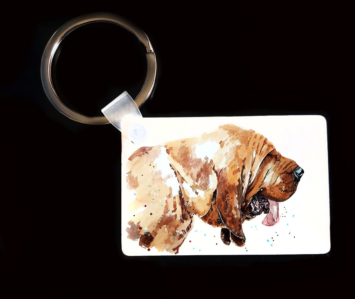 Bloodhound Keyring | Dog Gift | Multiple Designs | EdsWatercolours