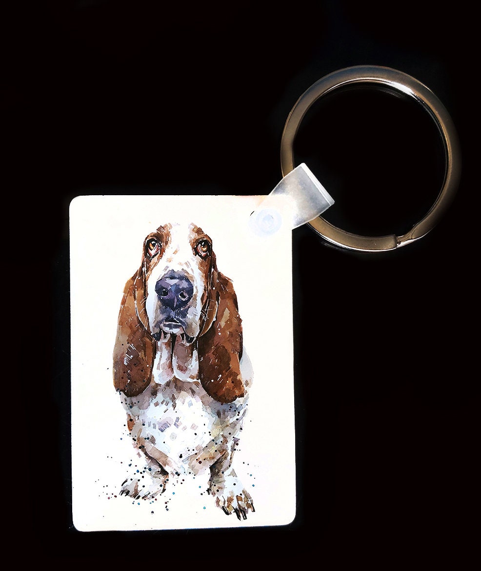 Basset Hound Keyring | Dog Gift | Multiple Designs | EdsWatercolours