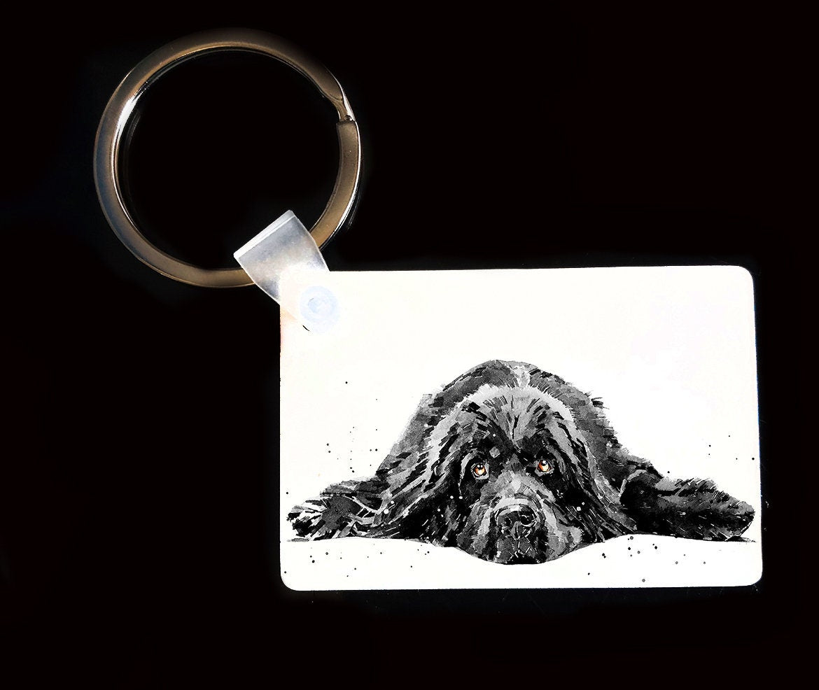 Newfoundland Dog Keyring | Dog Gift | Multiple Designs | EdsWatercolours
