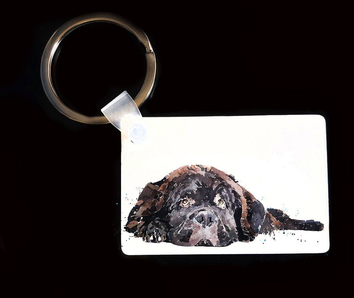 Newfoundland Dog Keyring | Dog Gift | Multiple Designs | EdsWatercolours