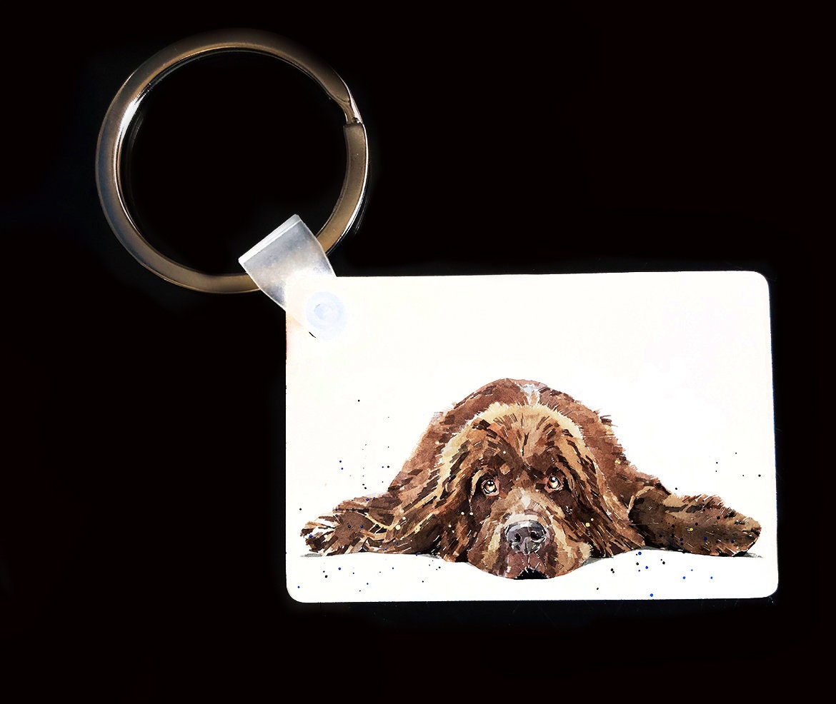 Newfoundland Dog Keyring | Dog Gift | Multiple Designs | EdsWatercolours