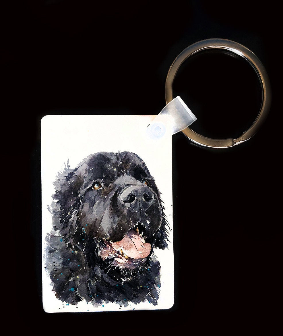 Newfoundland Dog Keyring | Dog Gift | Multiple Designs | EdsWatercolours