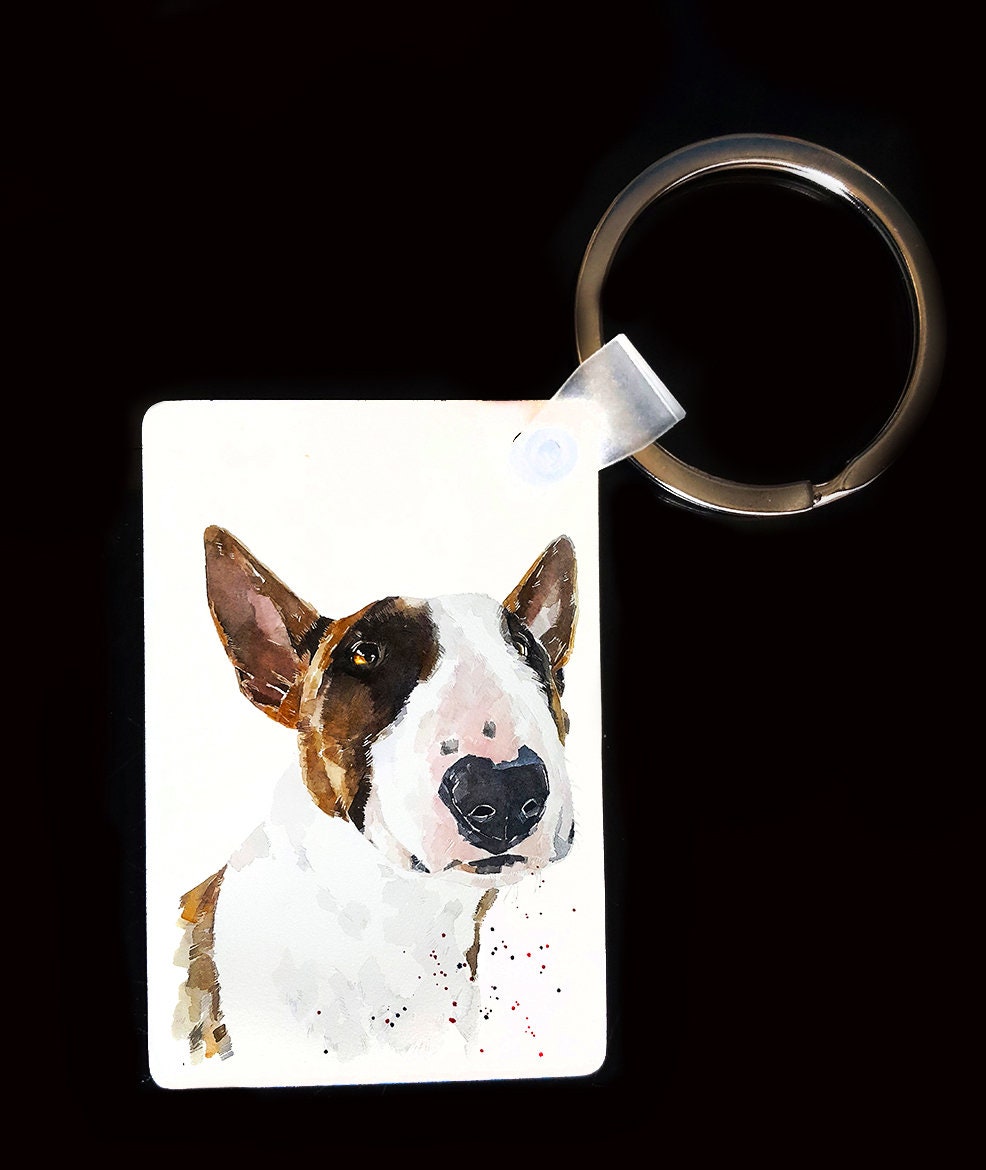 Bull Terrier Keyring | Dog Gift | Multiple Designs | EdsWatercolours