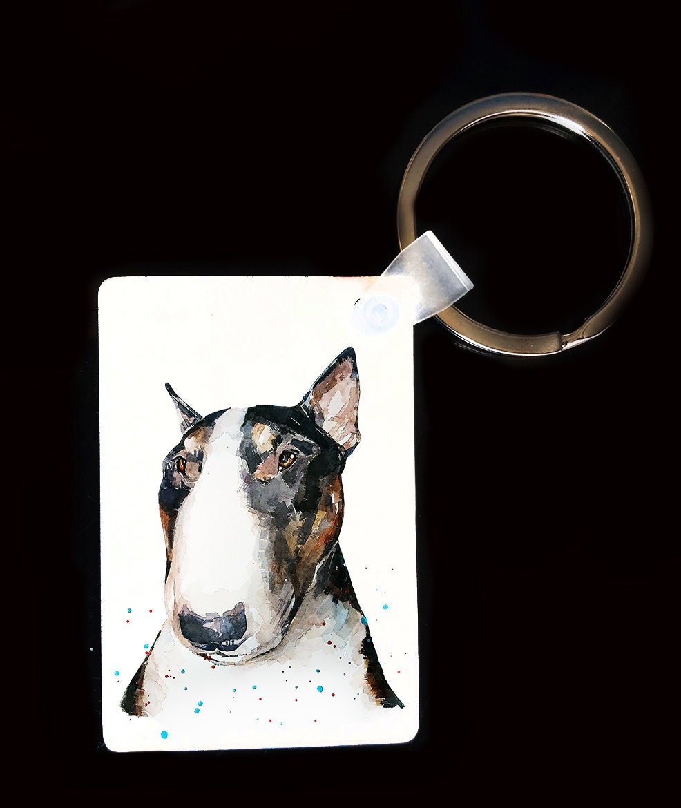 Bull Terrier Keyring | Dog Gift | Multiple Designs | EdsWatercolours