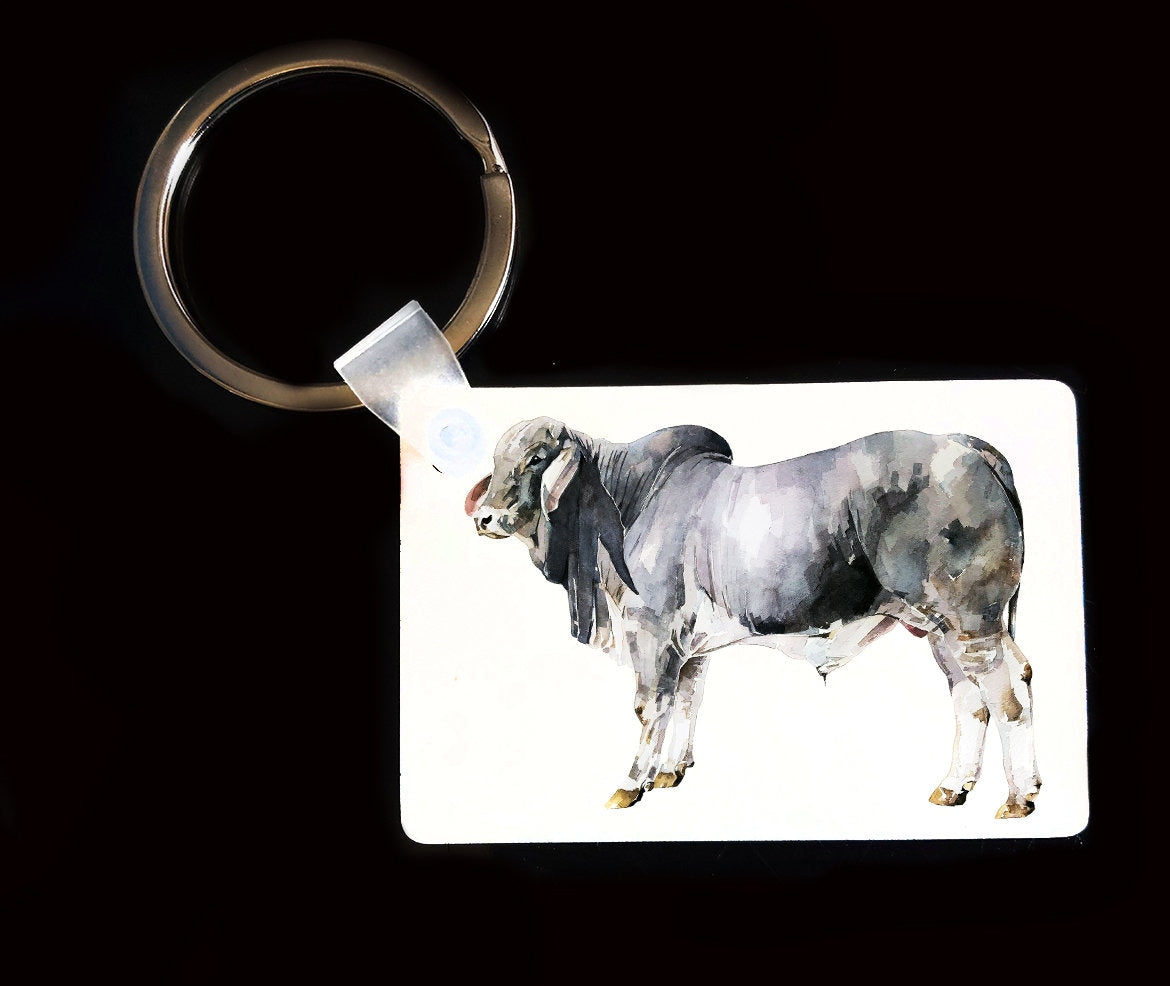 Brahman Cattle Keyring | Animal Gift | Multiple Designs | EdsWatercolours