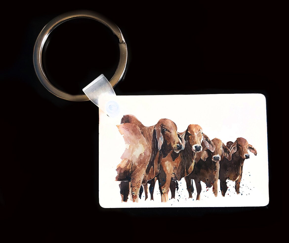 Brahman Cattle Keyring | Animal Gift | Multiple Designs | EdsWatercolours