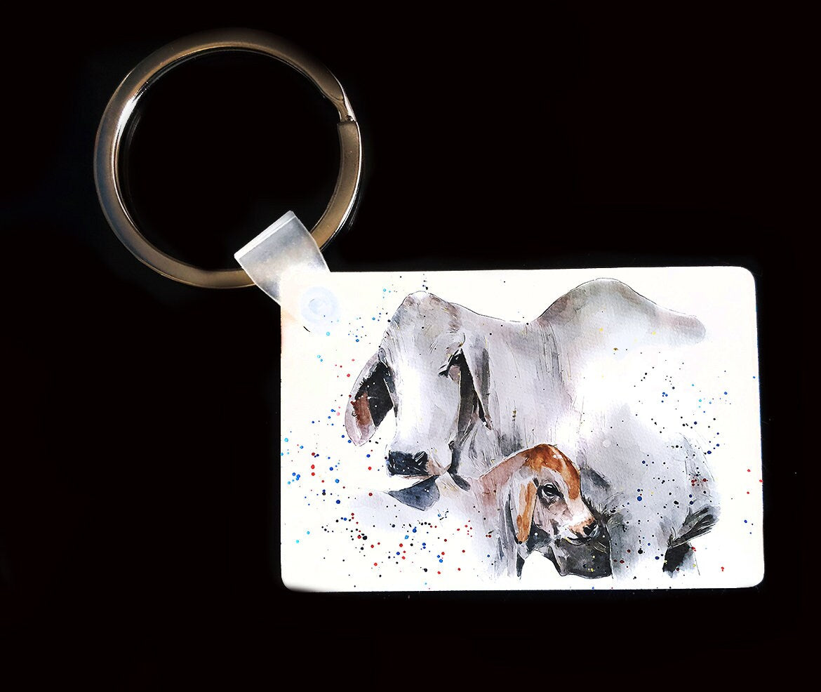 Brahman Cattle Keyring | Animal Gift | Multiple Designs | EdsWatercolours