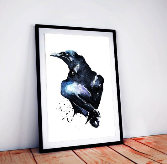 Raven II Watercolour Art Print | Bird Lover Gift | Edswatercolours