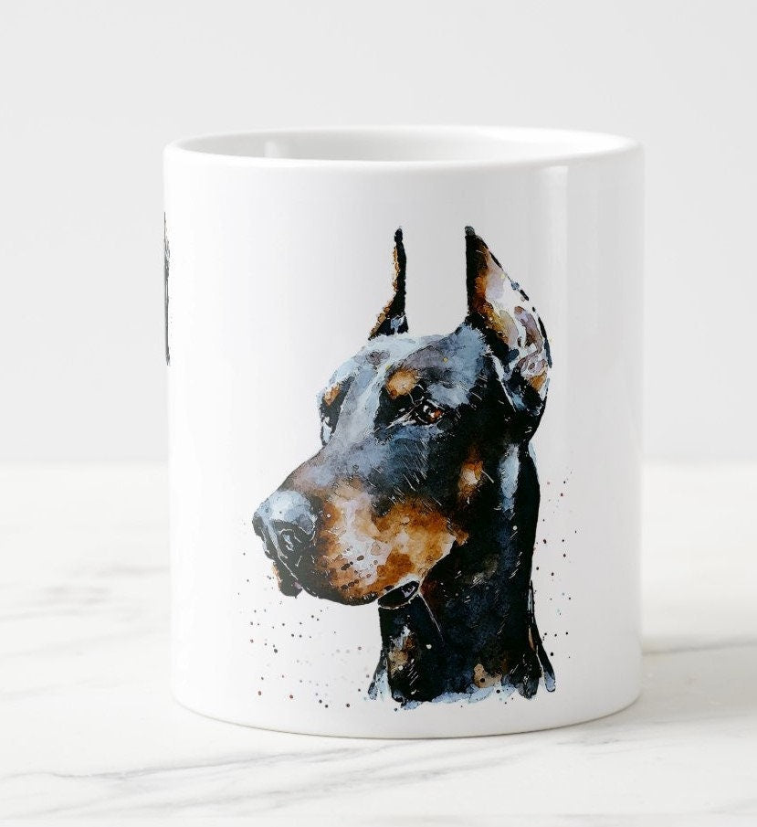 Doberman Version III Ceramic Mug 15oz | Dog Lover Gift | Edswatercolours