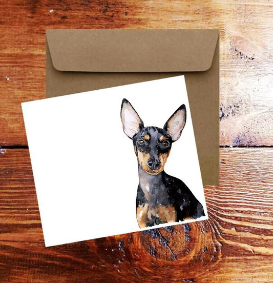 English Toy Terrier Square Greeting Card.English Toy Terrier  card,English Toy Terrier card, English Toy Terrier greeting cards