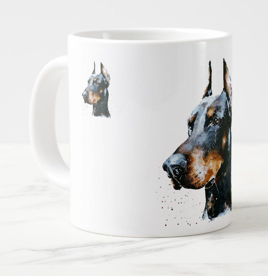 Doberman Version III Ceramic Mug 15oz | Dog Lover Gift | Edswatercolours