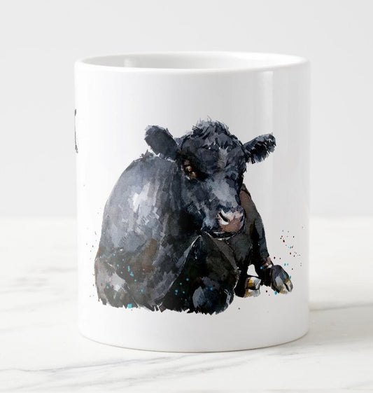 Aberdeen Angus Cow Ceramic Mug 15oz | Cow Lover Gift | Edswatercolours