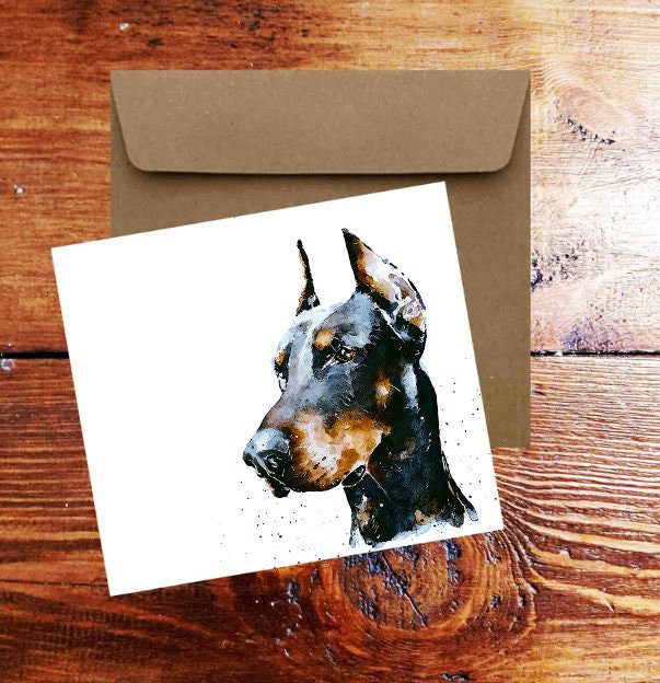 Doberman II Greeting Card | Dog Lover Gift | Edswatercolours