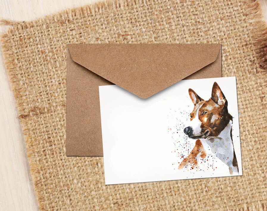 Eddie Kagimu Basenji Dog Greeting Card, (4x6 Blank)