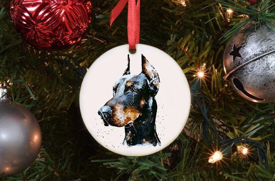 Doberman Christmas Ornament | Dog Lover Gift | Edswatercolours