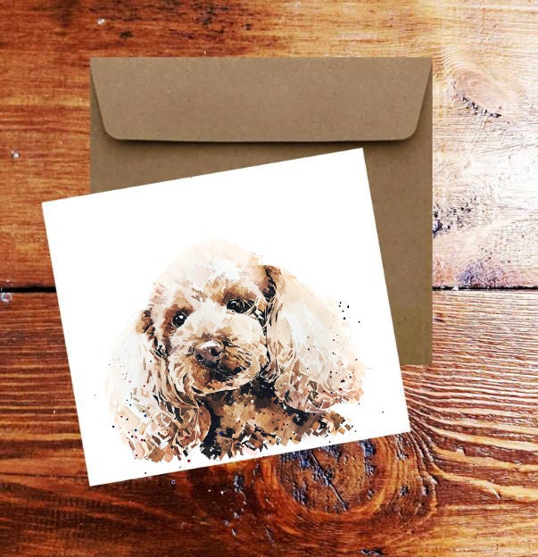 Apricot Poodle Greeting Card | Dog Lover Gift | Edswatercolours