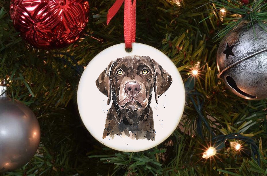 Chocolate Labrador III Christmas Ornament | Dog Lover Gift | Edswatercolours