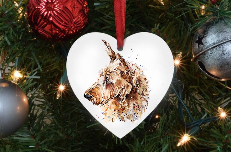 Irish Terrier Pointed Ears Christmas Ornament | Dog Lover Gift | Edswatercolours