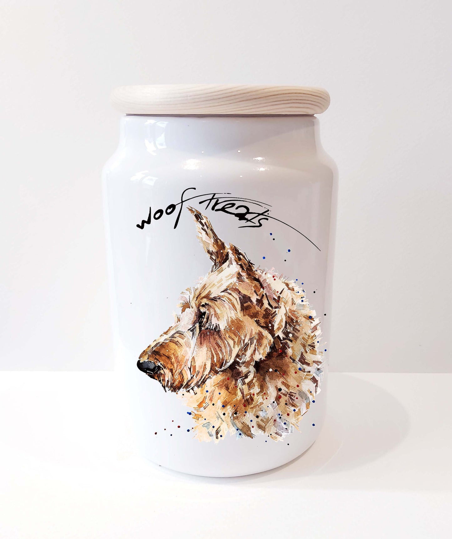 Irish Terrier Ceramic Treats Jar | Dog Treat Canister | Edswatercolours