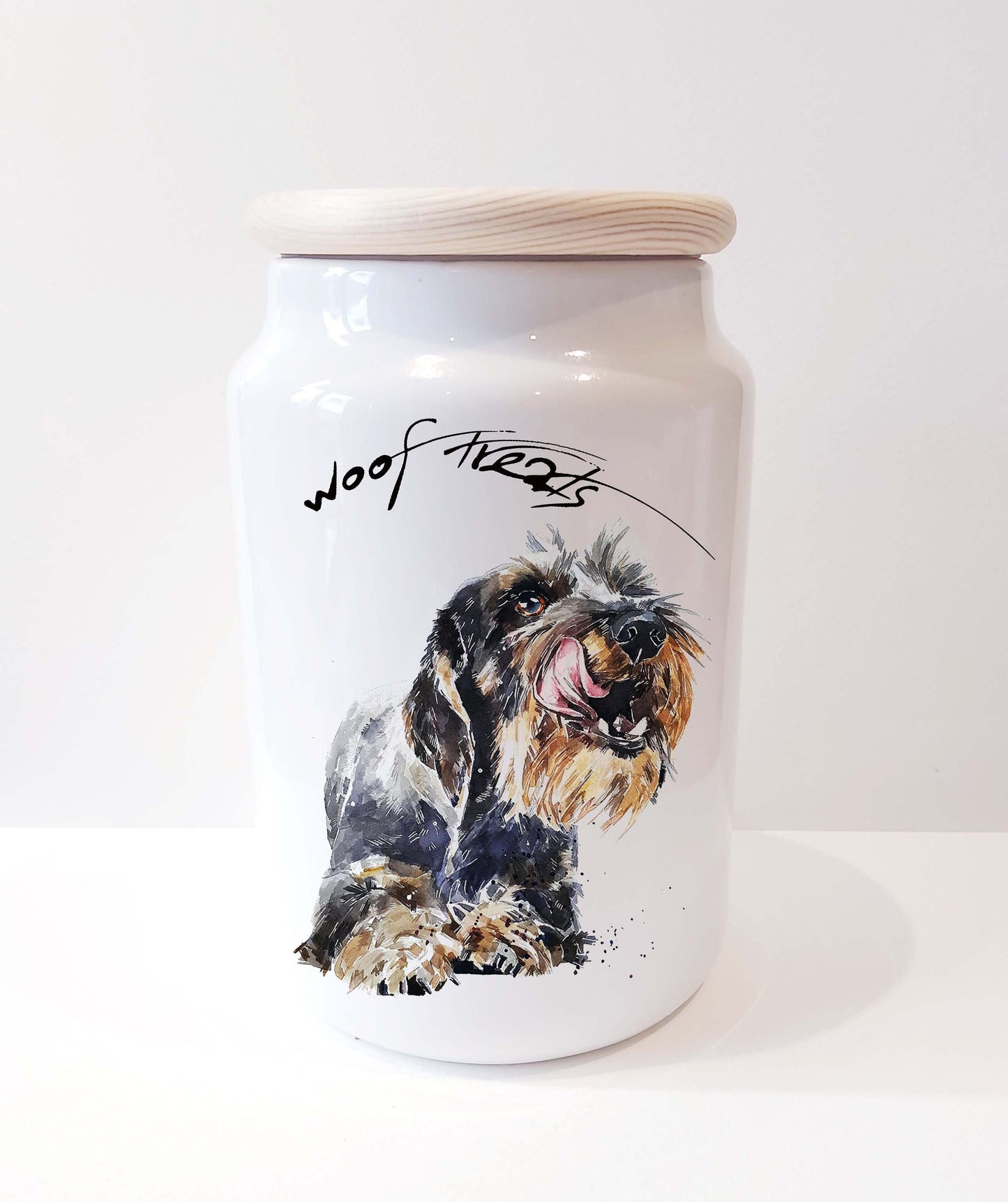Wirehaired Dachshund Ceramic Treats Jar (Assorted) | Dog Treat Canister | Edswatercolours