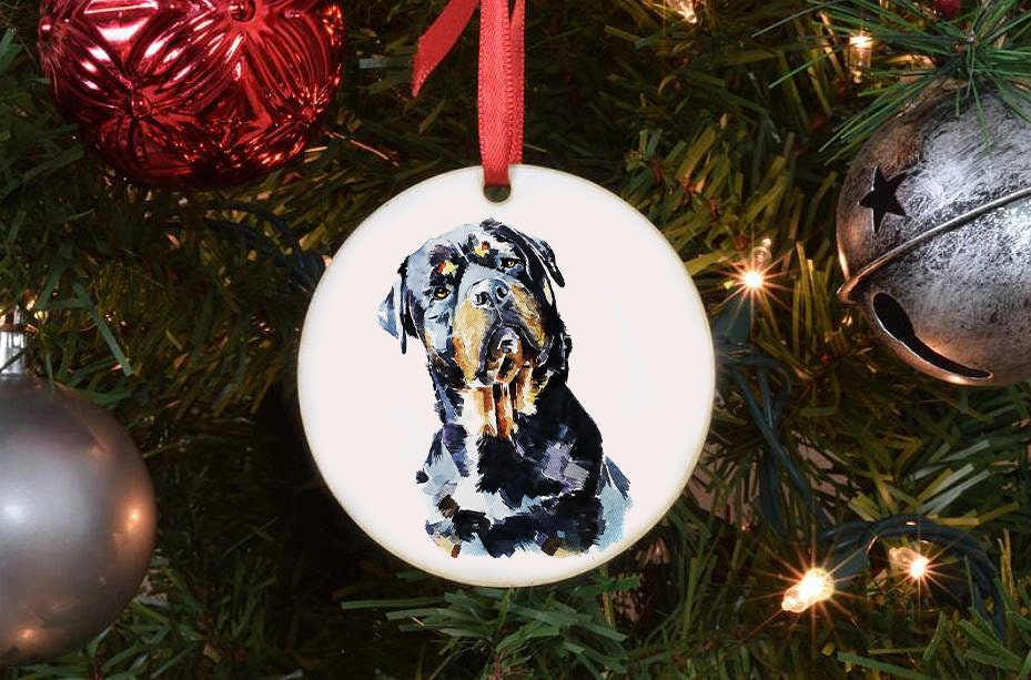 Rottweiler Christmas Ornament | Dog Lover Gift | Edswatercolours