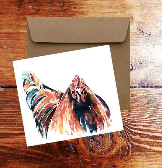 Big Red Hen Greeting Card | Country Animal Gift | Edswatercolours