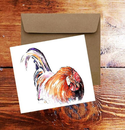 Stink Eye Chicken Greeting Card | Country Animal Gift | Edswatercolours