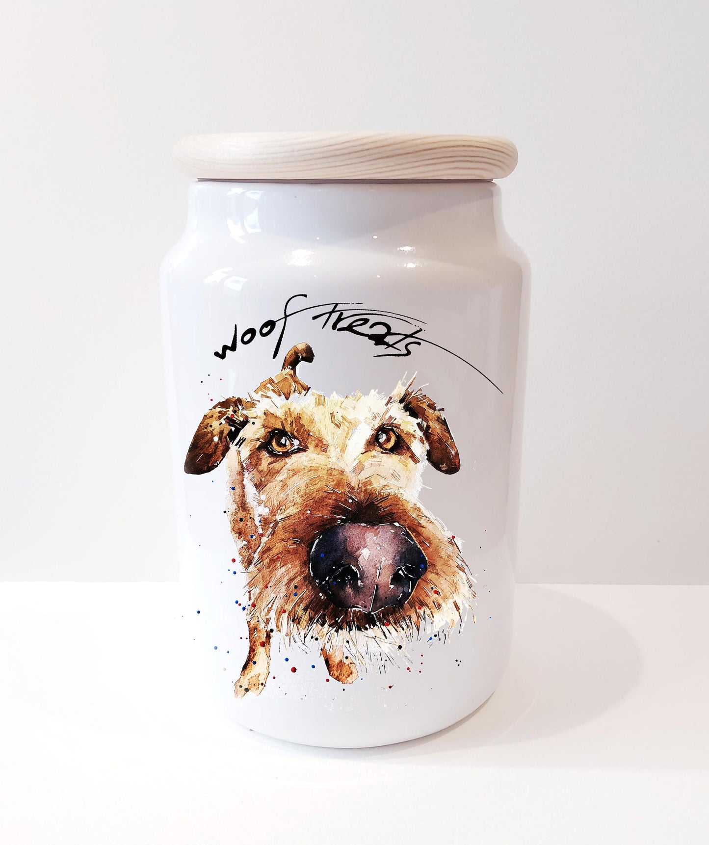 Irish Terrier Ceramic Treats Jar | Dog Treat Canister | Edswatercolours