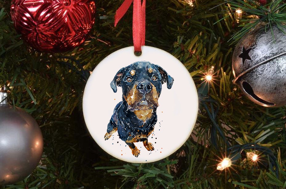 Rottweiler Christmas Ornament | Dog Lover Gift | Edswatercolours