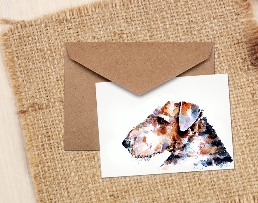 Airedale Terrier Greeting Card | Dog Lover Gift | Edswatercolours