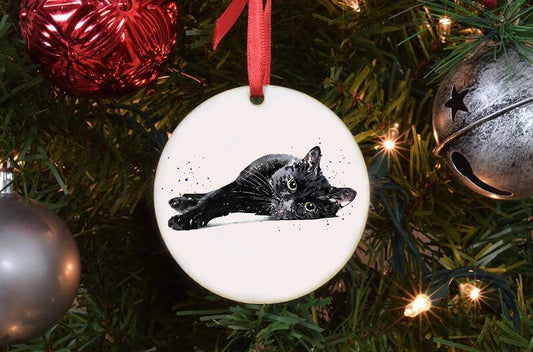 Black Cat Christmas Ornament | Cat Lover Gift | Edswatercolours