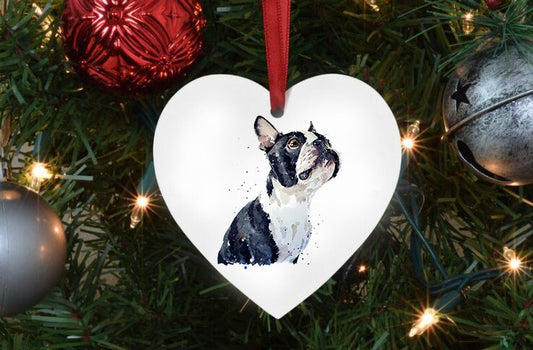 Boston Terrier Christmas Ornament | Dog Lover Gift | Edswatercolours