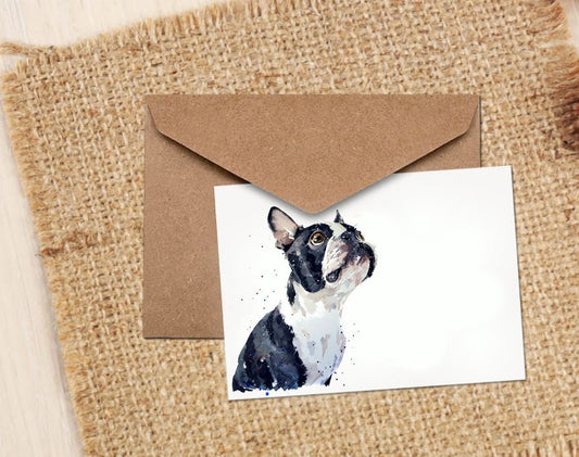 Boston Terrier Greeting Card | Dog Lover Gift | Edswatercolours