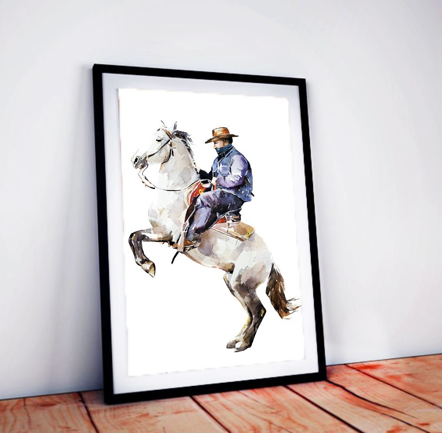 Cowboy | Original Watercolour | Horse Lover Gift | Edswatercolours
