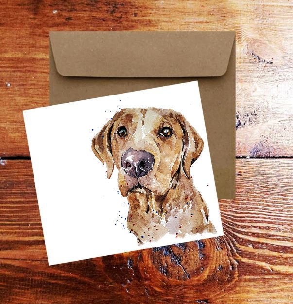 Red Fox Labrador Greeting Card | Dog Lover Gift | Edswatercolours