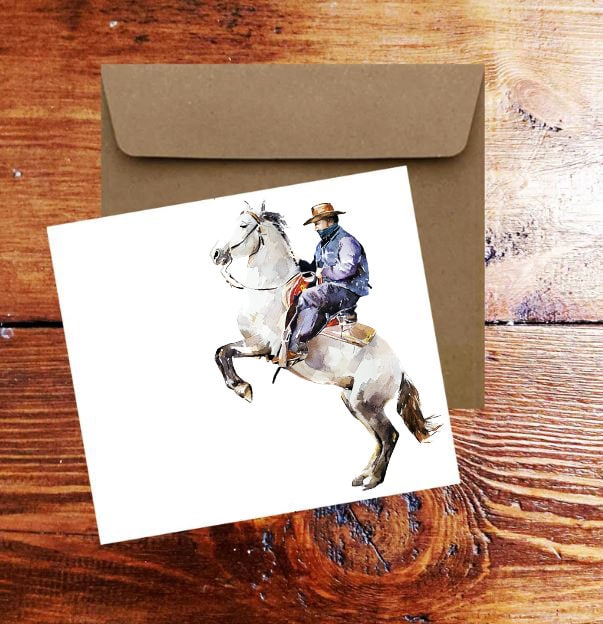 Cowboy Greeting Card | Art Gift | Edswatercolours