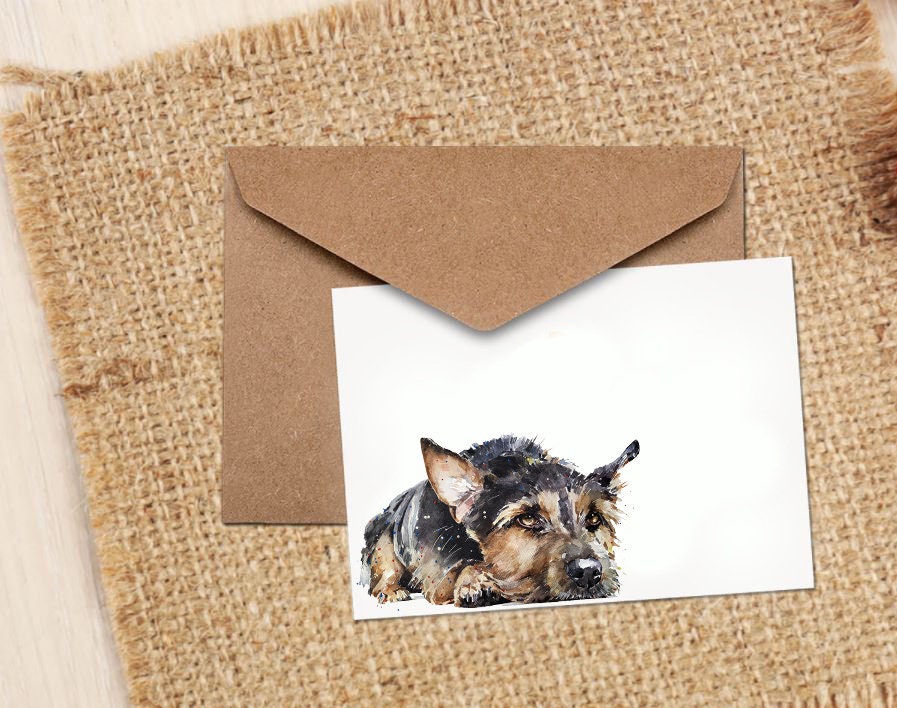 Cairn Terrier V Greeting Card | Dog Lover Gift | Edswatercolours