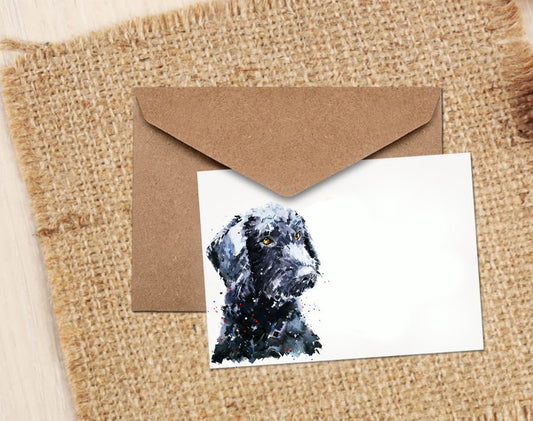 Black Labradoodle Greeting Card | Dog Lover Gift | Edswatercolours