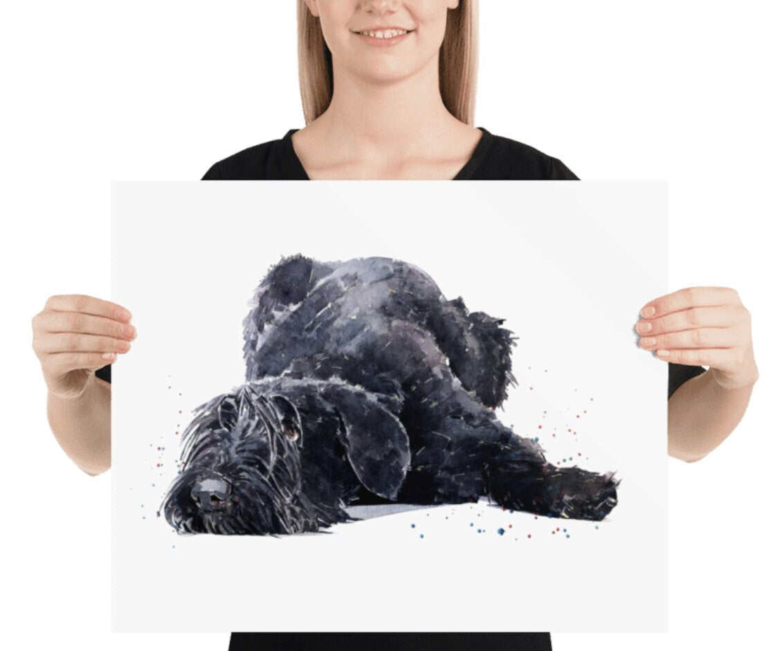Giant Schnauzer Watercolour Print, Dog Art