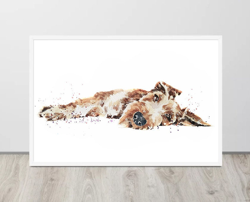 Irish Terrier - passed out" Print Watercolour.Irish Terrier Art,Irish Terrier watercolor,Irish Terrier Wall hanging,Irish Terrier decor